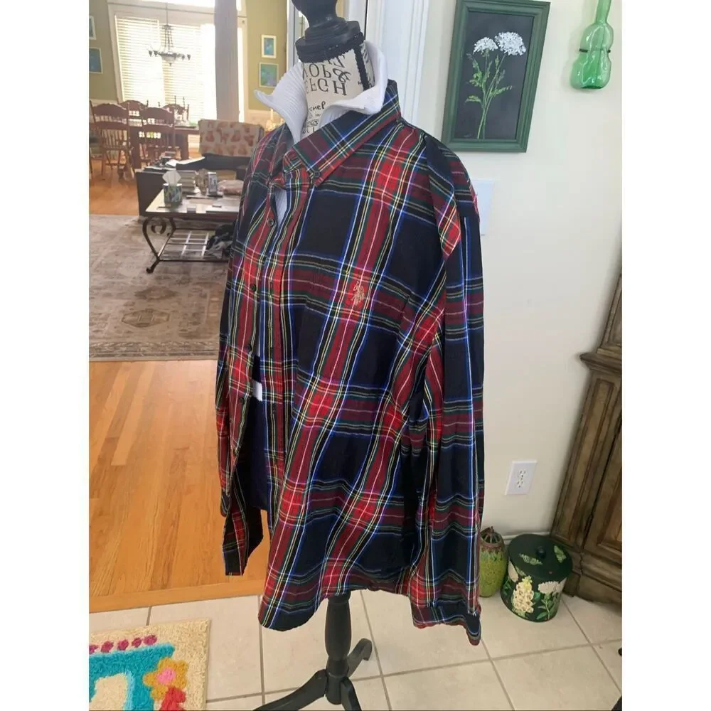 Polo Ralph Lauren Green Red Multicolor Plaid Flannel Shirt